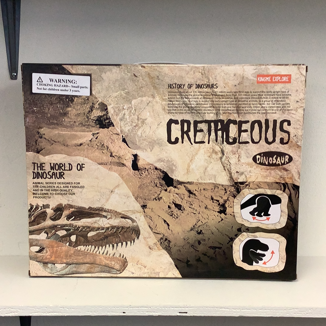 Dinosaur toy set box showing T-Rex and Stegosaurus skeletons for Imex IMX49002