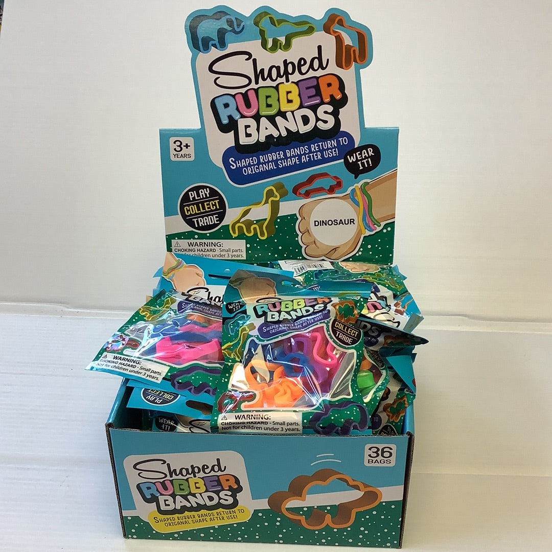Dinosaur shaped rubber bands in various colors and designs for BVP 88425