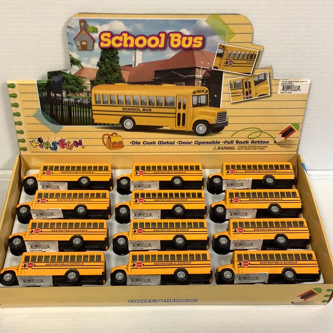 Toy set featuring a yellow school bus and multiple small bus replicas for Kinsfun 5107BS
