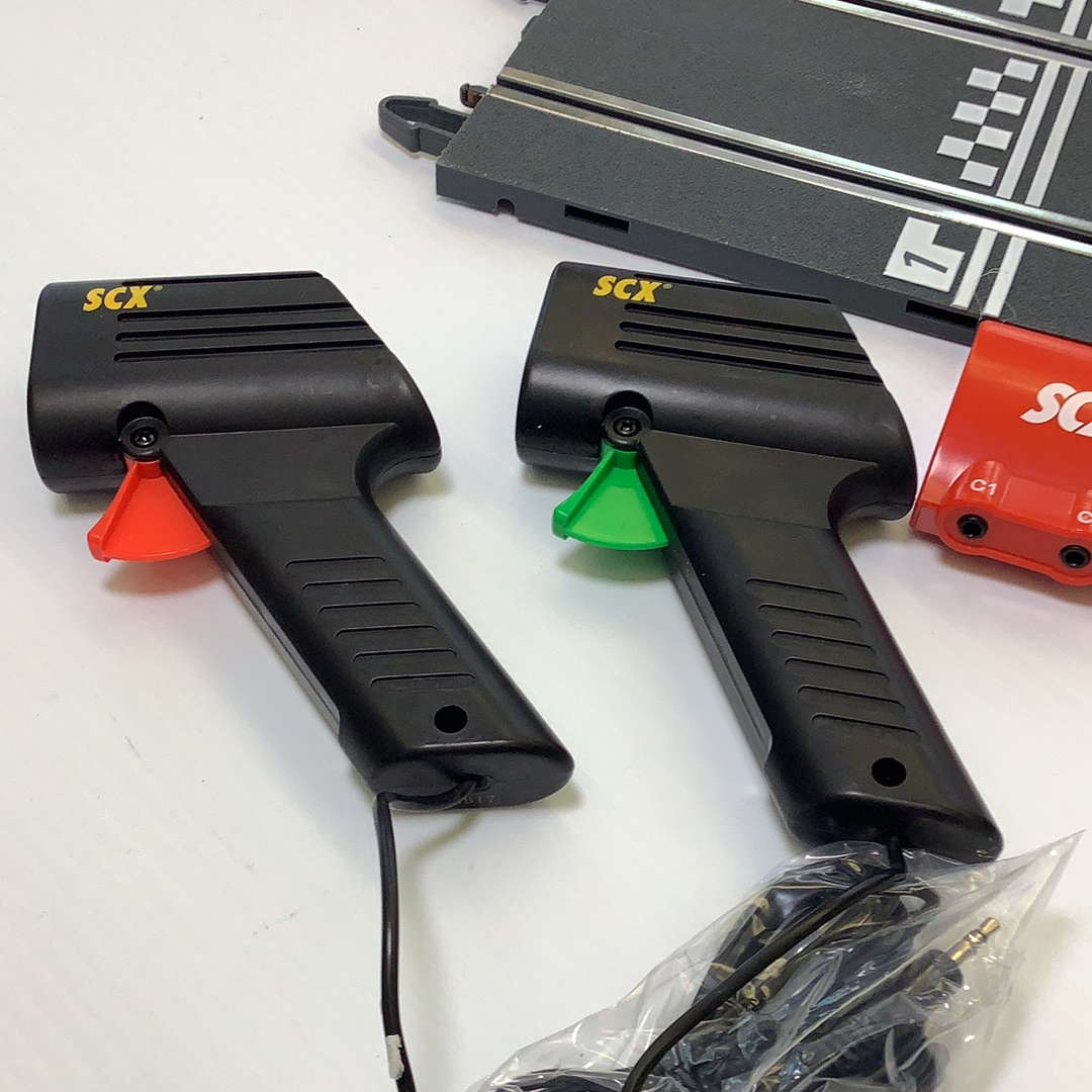 Two hand throttles with colored grips and associated electrical components for SCX A4000