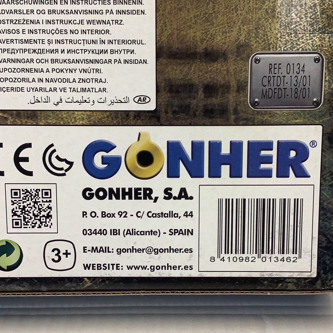 Product packaging with barcode and contact information for Gonher for 0134/6