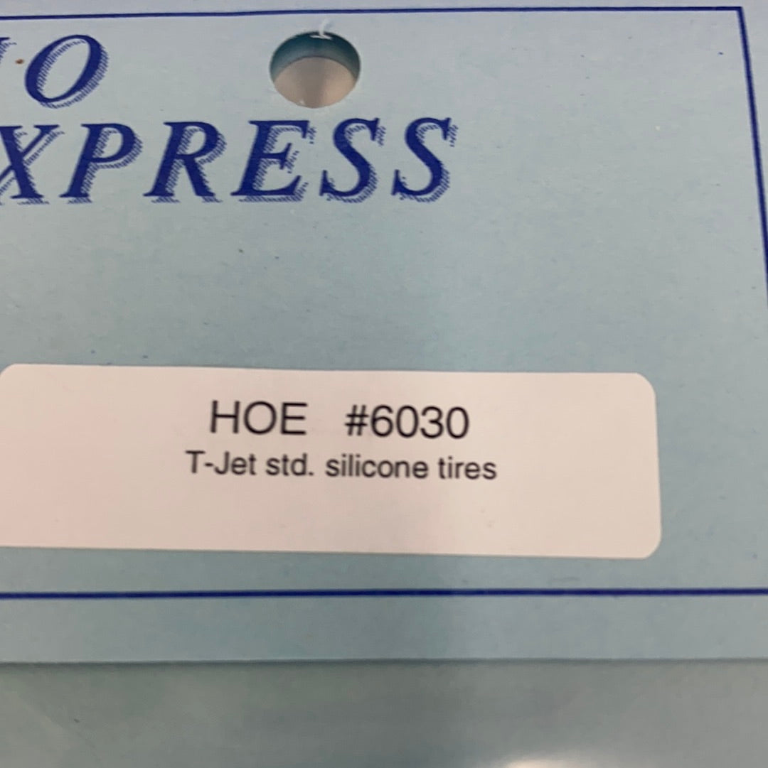 HOE #6030 T-Jet standard silicone tires product label for HO Express HOE6030