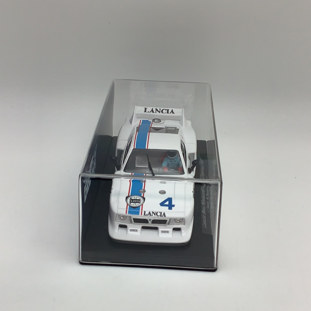 Slot car of a Lancia Beta Monte Carlo 24h race car for FLY CAR GB31, rear view
