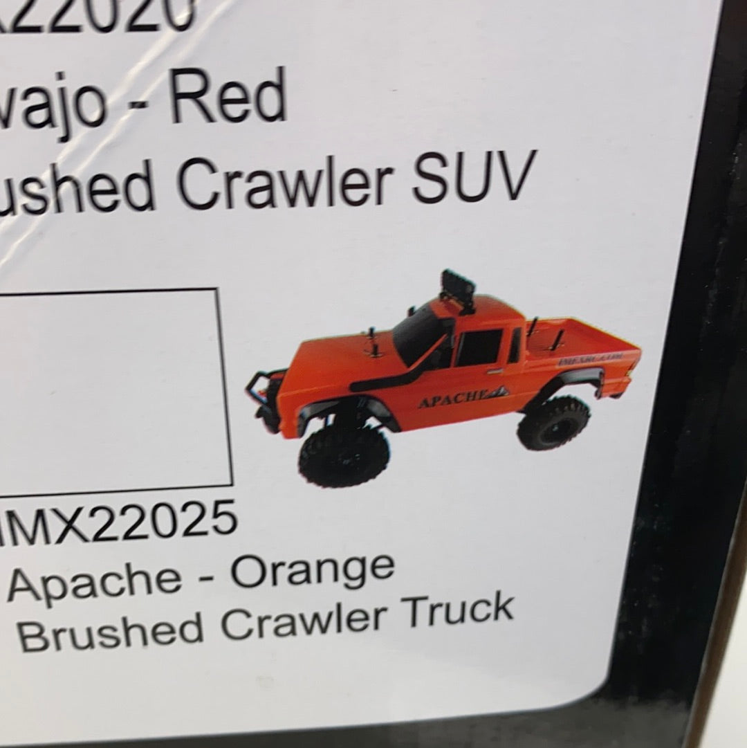 Orange brushed crawler truck model on a product listing for IMEX 22020