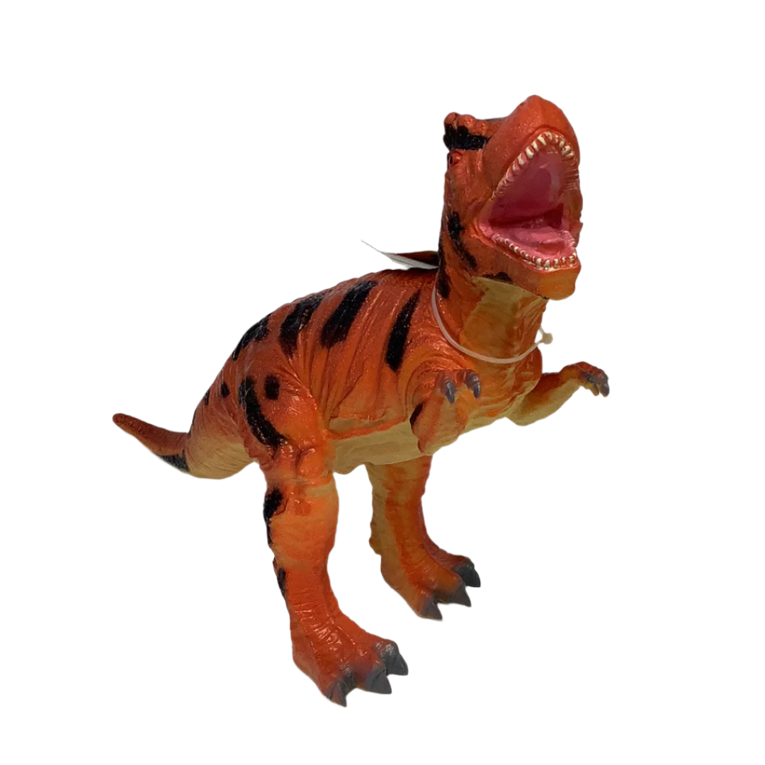 Orange T-Rex toy figure with open mouth, standing pose for IMEX Model IMX49407