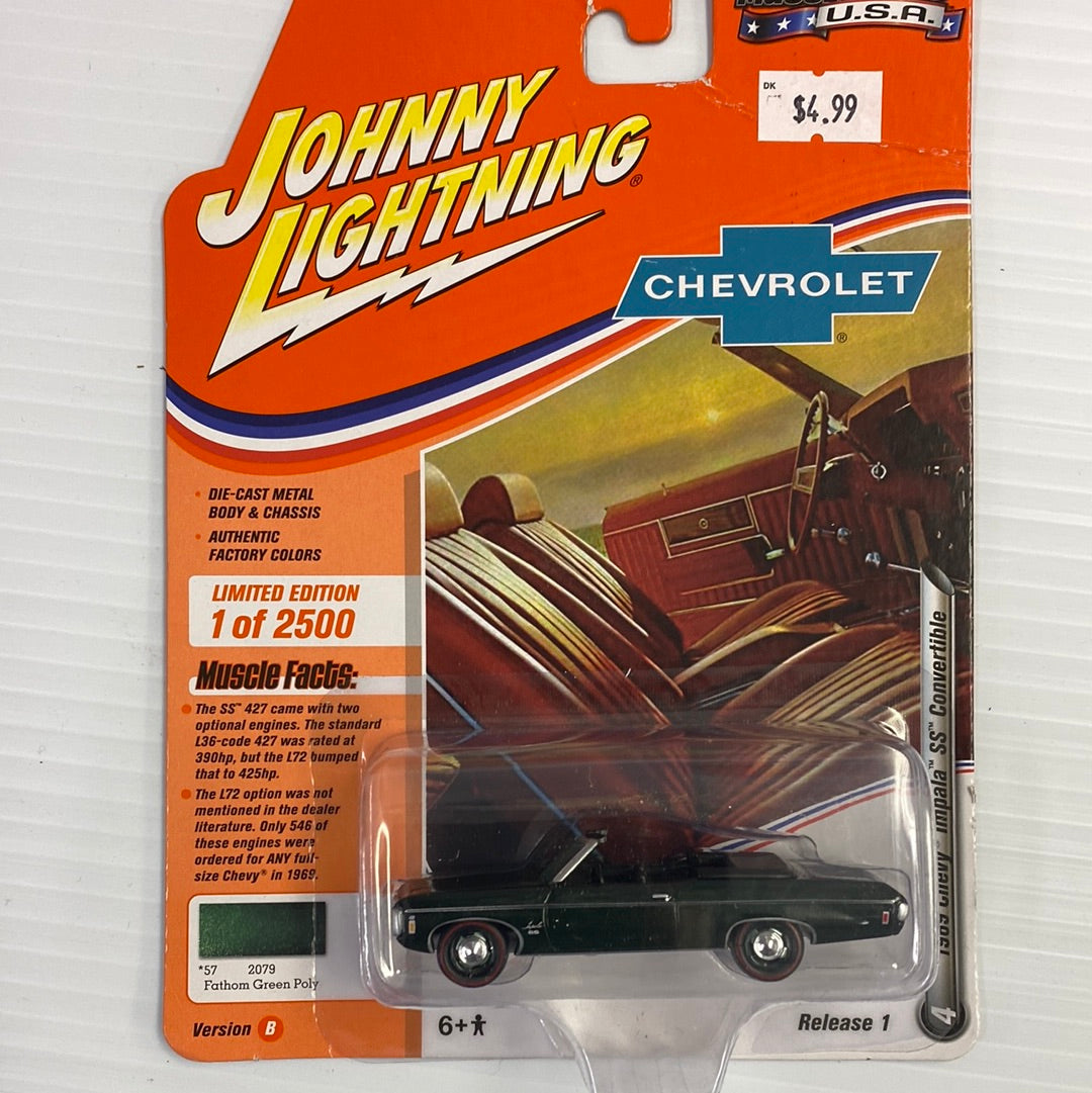 Muscle Cars USA Assotment | JLMC022 | Defectives Johnnny Lighting-Round2 Returns-JLMC022-B-1-4 | 1969 Chevy Impala SS Convertible Green | Johnny Lighning Die Cast-ProTinkerToys