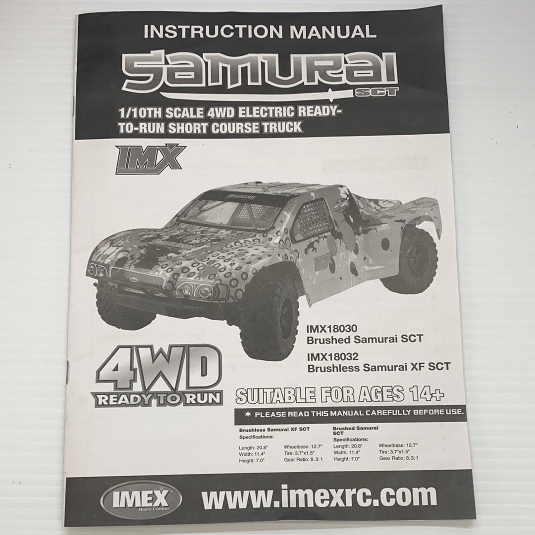Samurai 4WD electric truck instruction manual cover for IMX18468