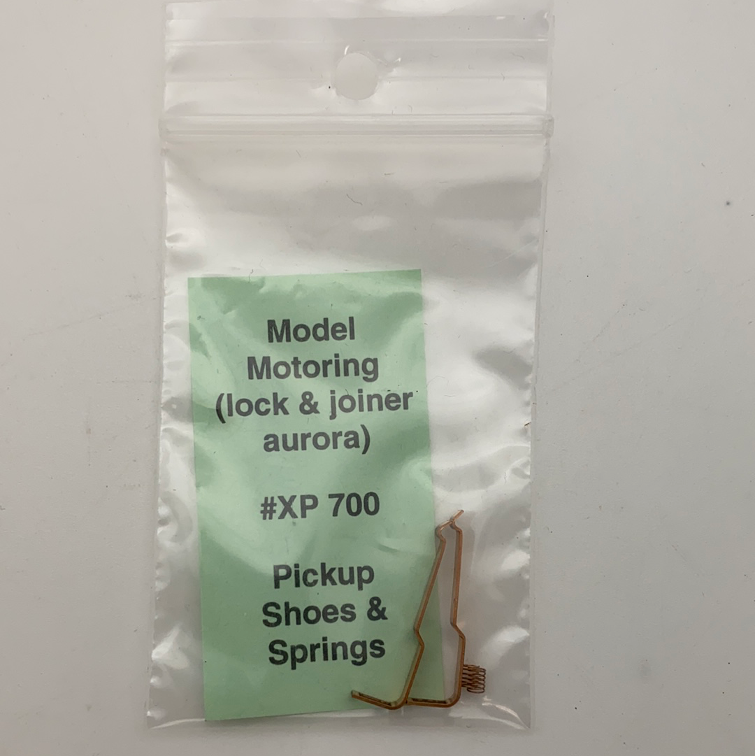 Model train pickup shoes and springs, part #XP 700 for Model Motoring (Lock and Joiner Aurora)
