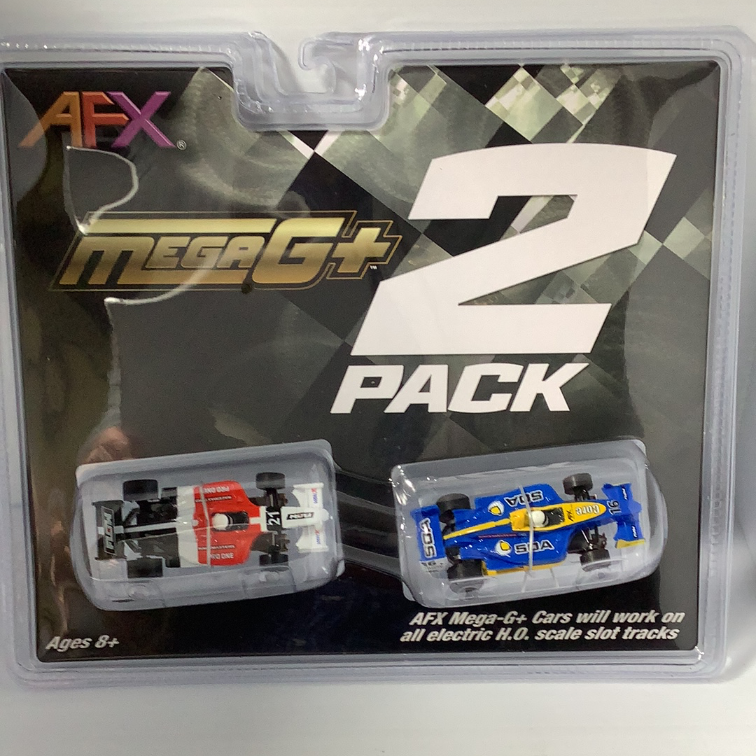 Two slot car race cars in clear plastic packaging for slot car racing for AFX/Racemasters 22017
