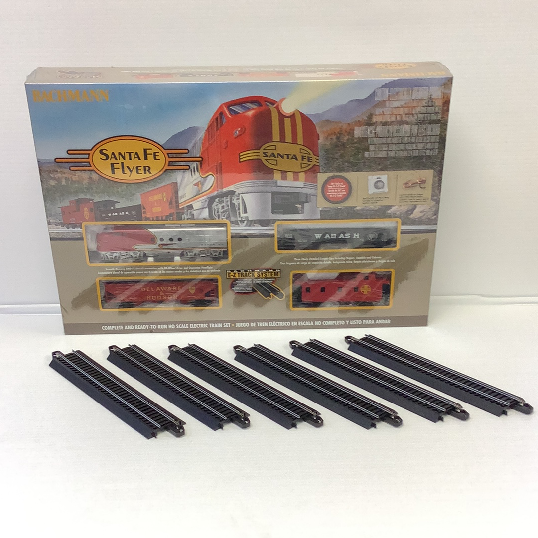 HO Santa Fe Flyer Train Set | 00647 | Bachmann-Bachmann-HO Santa Fe Flyer Train Set + 6 HO 9” Straight Track | 00647+6 | Bachman-ProTinkerToys