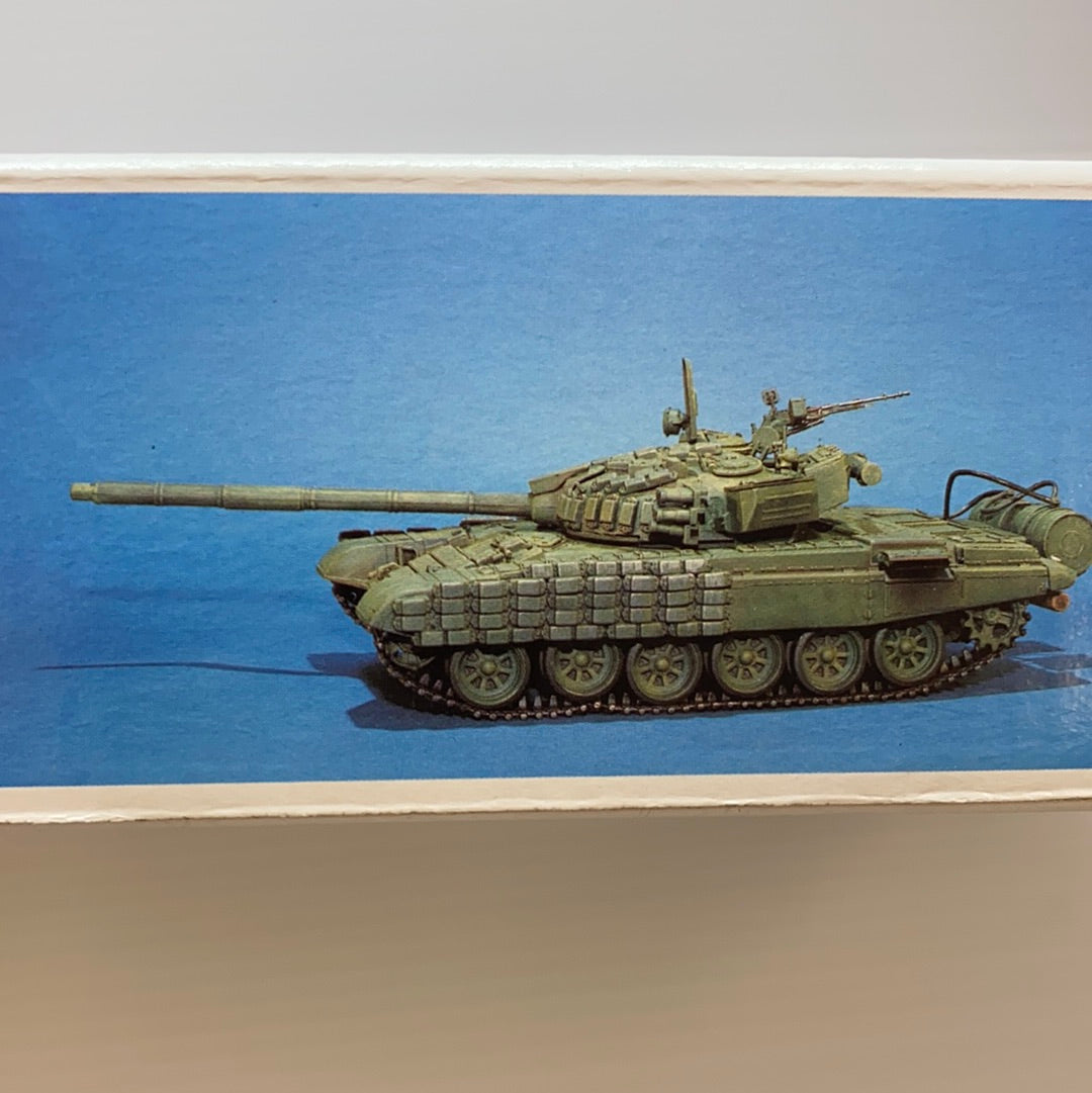 Scale model of a T-72B Russian Army tank in green for W.S.N Model Co
