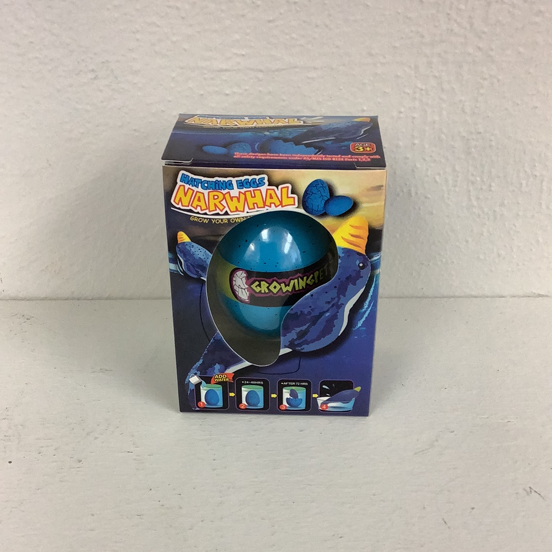 Narwhal hatching egg toy box with blue and purple design for IMEX-Toys 88366NV