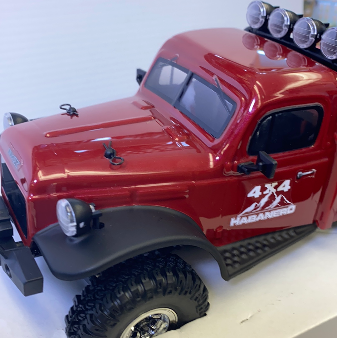 Red scale crawler truck with off-road tires and roof lights for IMX IMX25010