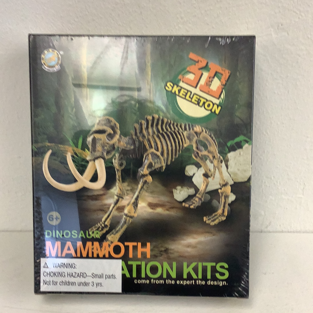 Dinosaur skeleton model kit box art showing a reconstructed mammoth skeleton for IMEX Model Company IMX49019