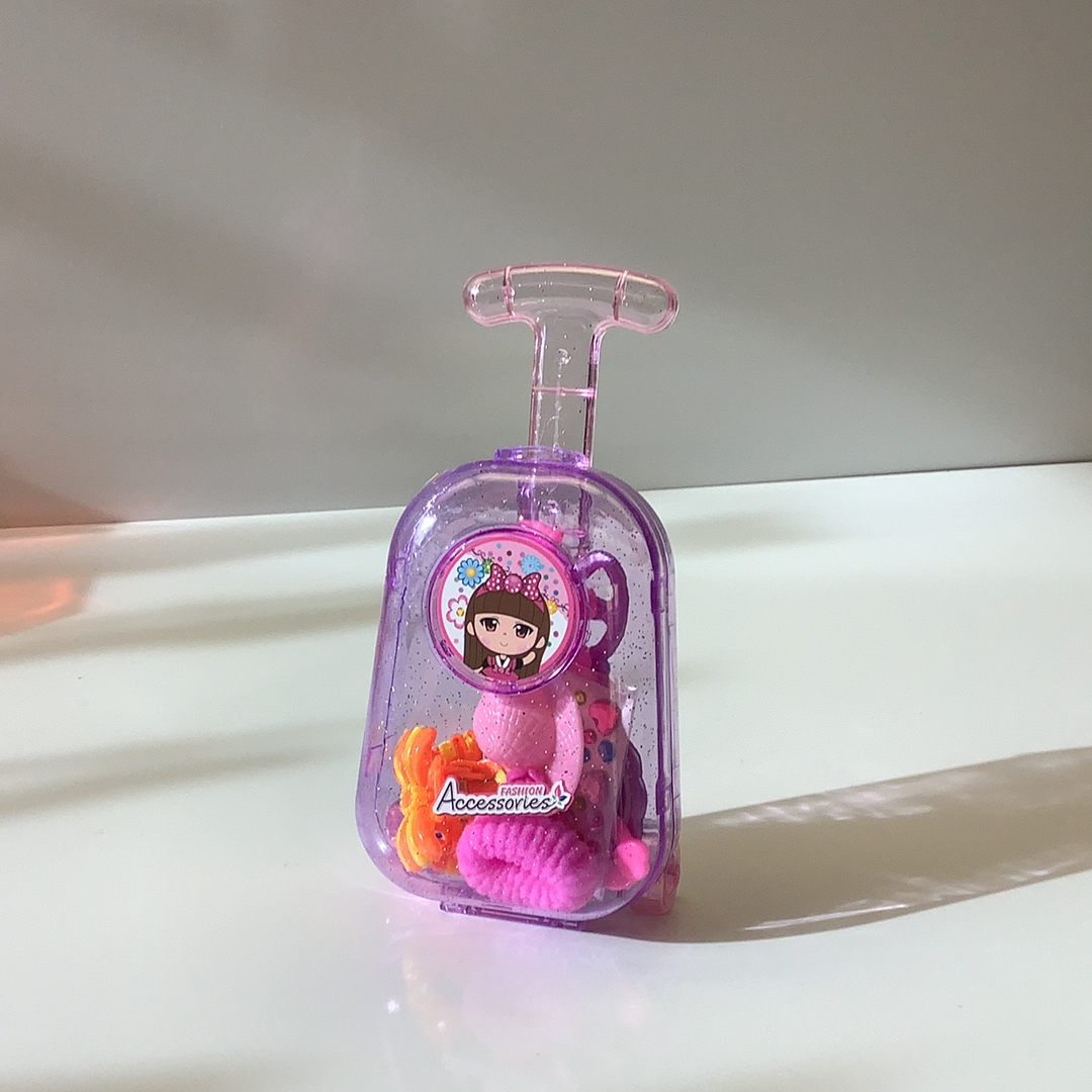 Pink, girly toy luggage box with a handle and character decoration for IMEX-Toys 88332TY
