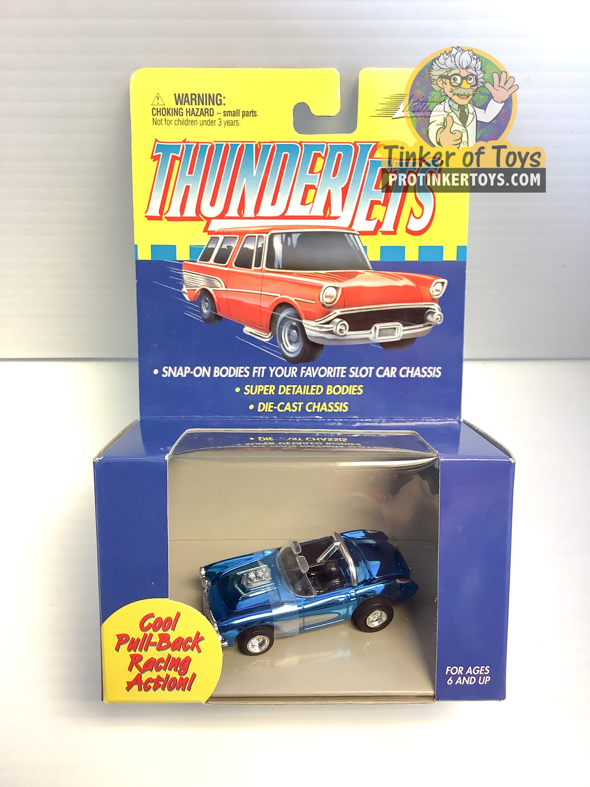 Pull Back Thunderjets | 39302 | Johnny Lightning-American Line-K-Chevy Corvette | Blue-ProTinkerToys