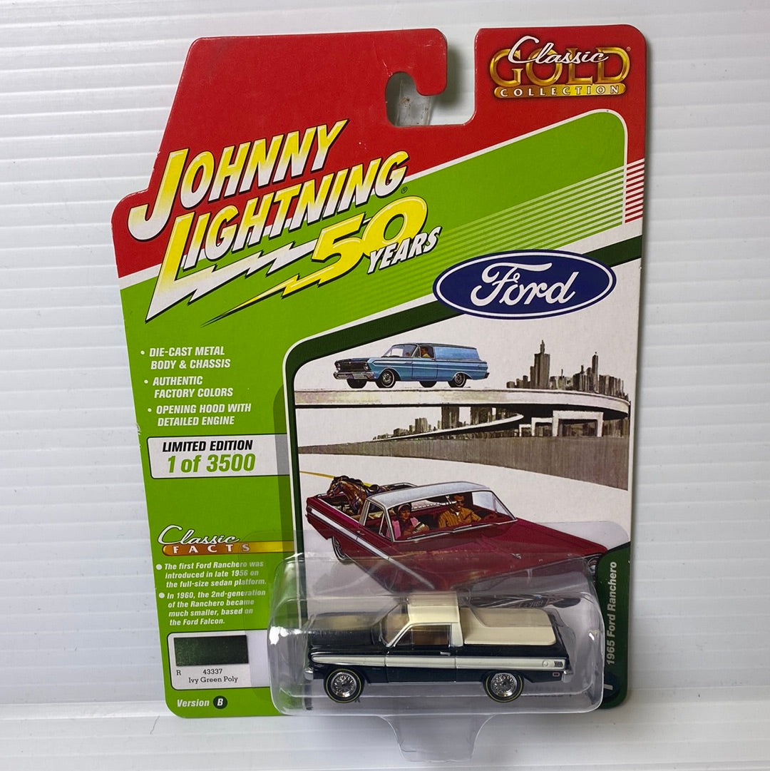 Johnny Lightning 50 years Classic Collection | JLCG019 | Johnny Lightning Die Cast-Round2 Returns-JLCG019-B-1-1 | 1965 Ford Ranchero Green | Johnny Lightning-ProTinkerToys