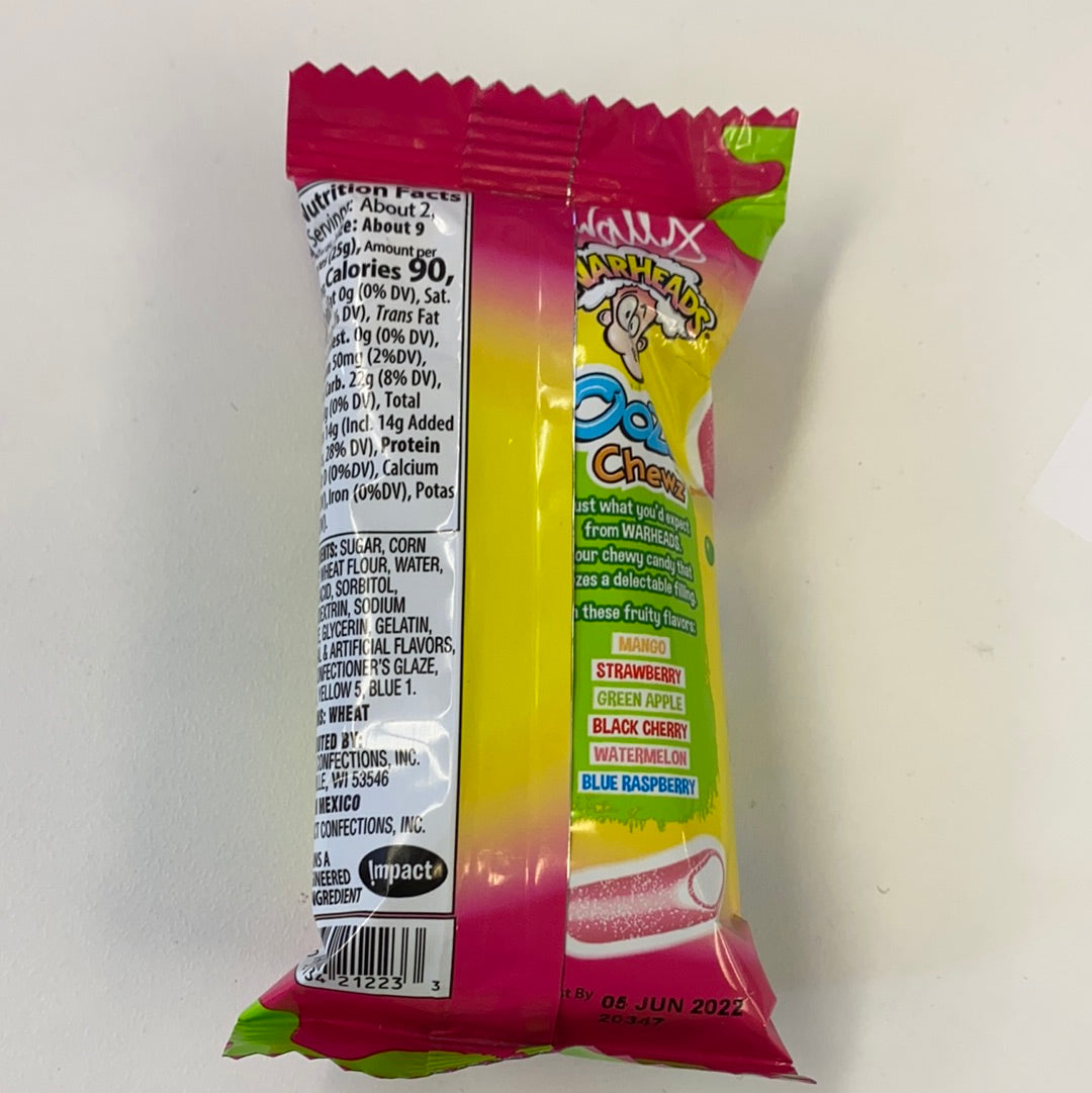 Candy wrapper showing flavors like mango, strawberry, and blue raspberry for Mountain Sweet 45118