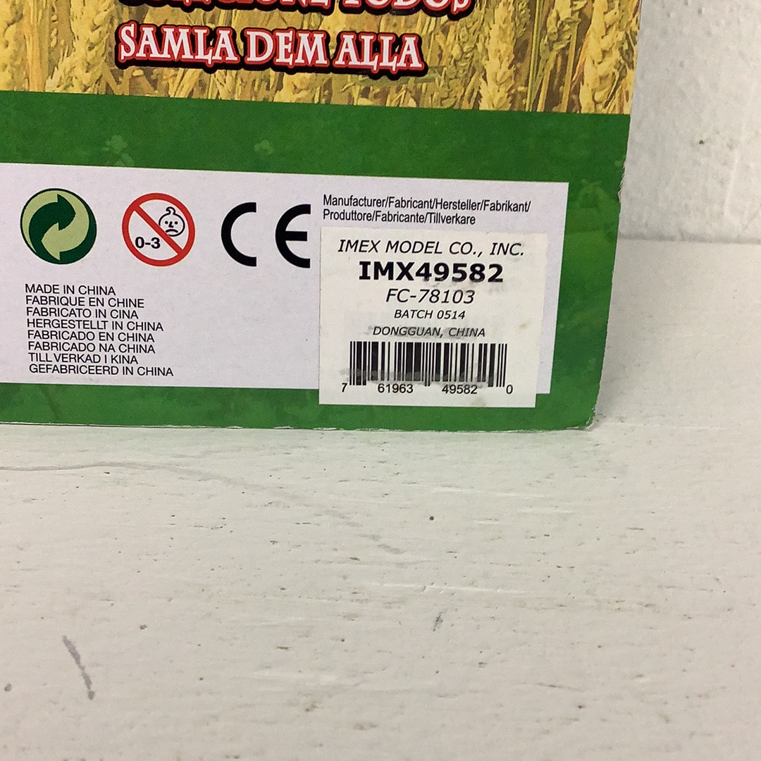 Product label showing care instructions and model number for horse figurine for The Nature Zone IMX49582