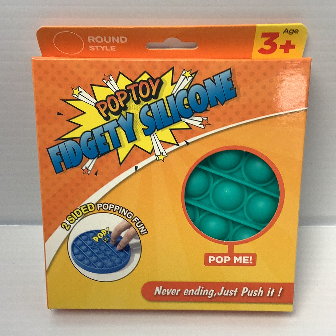 Pop toy packaging showing two sides of colorful, bubble-like silicone toys for BVP 88629D