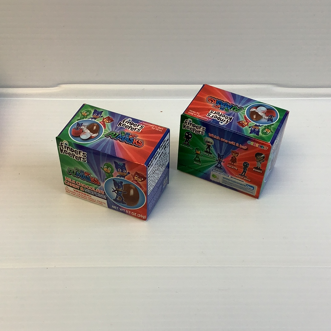 Two boxes of candy treats featuring PJ Masks characters for Nassau Candy 41669