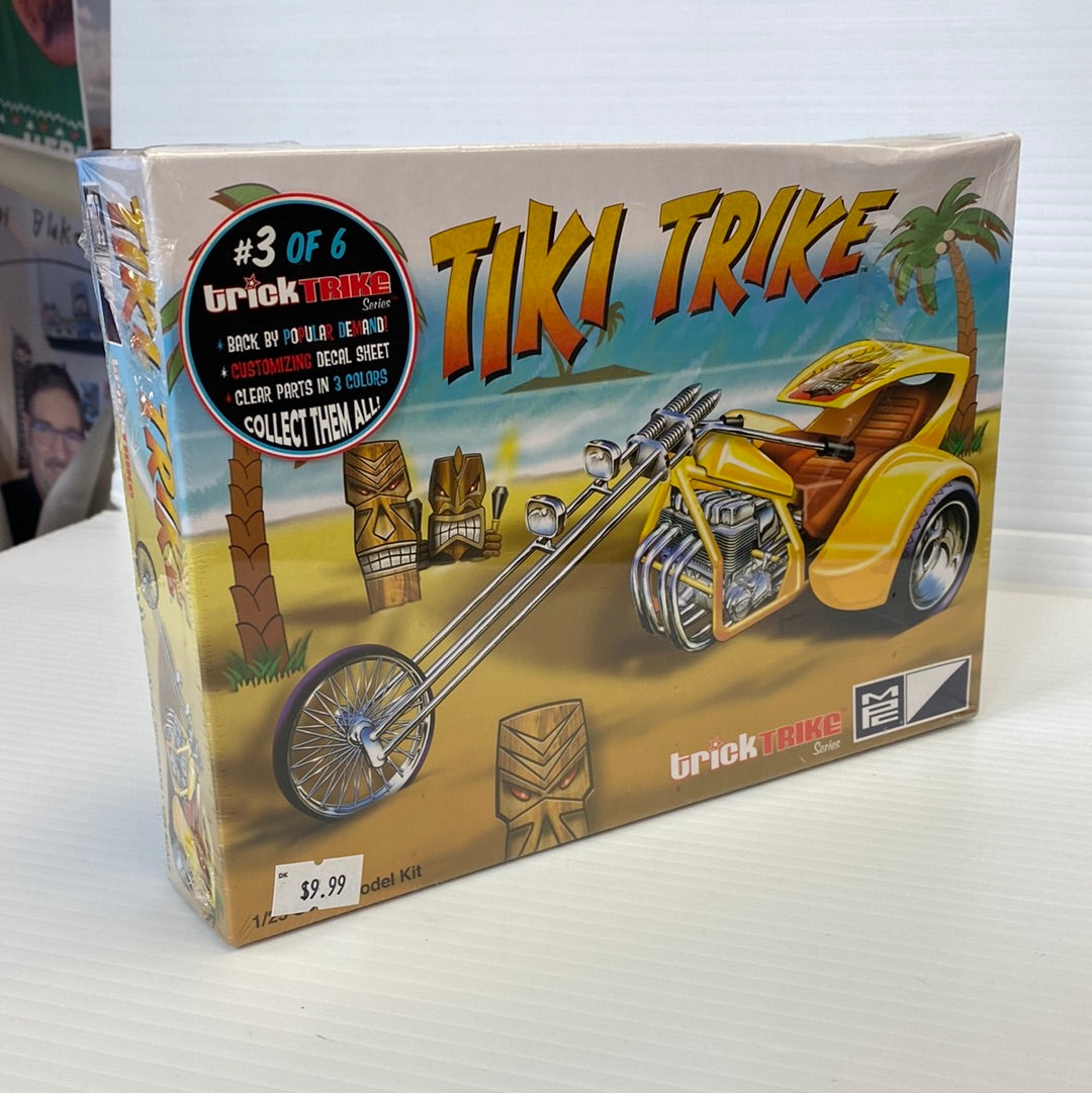 Building set box featuring a yellow and chrome tiki-themed vehicle for MPC Models MPC894