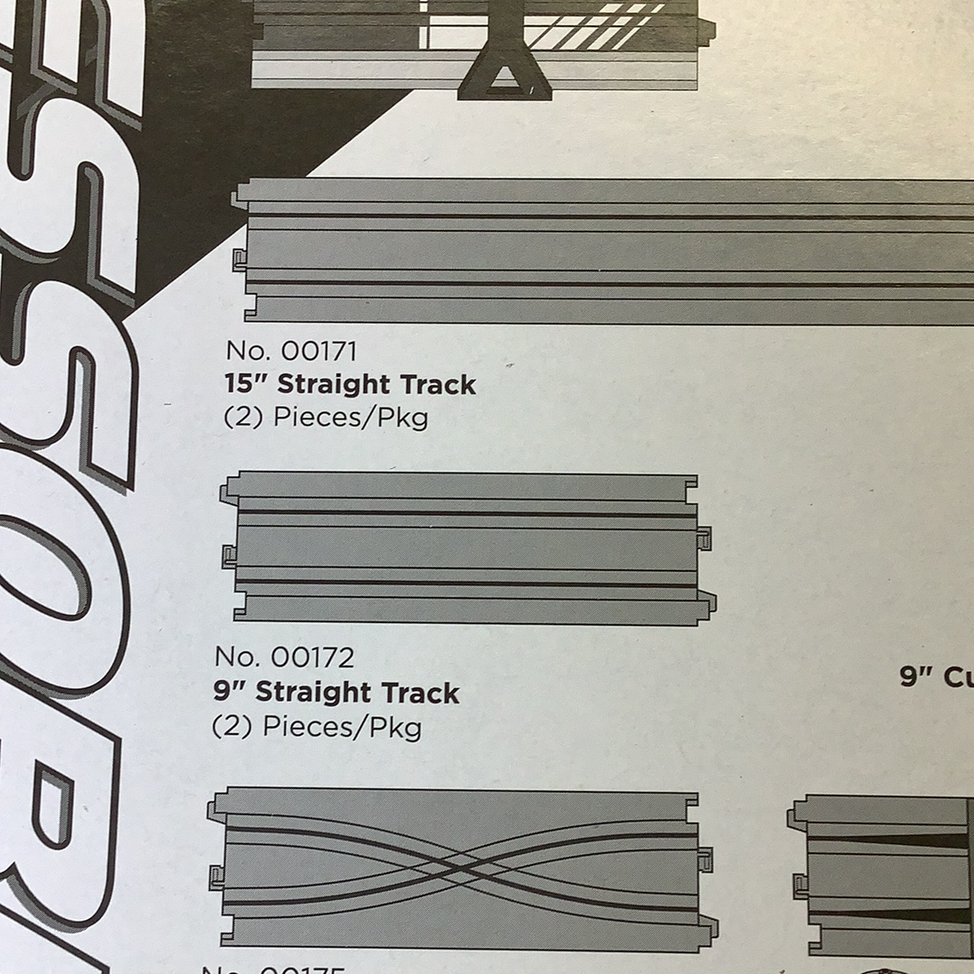 Straight track components: 15" and 9" sizes available for auto accessories for Auto World 00172