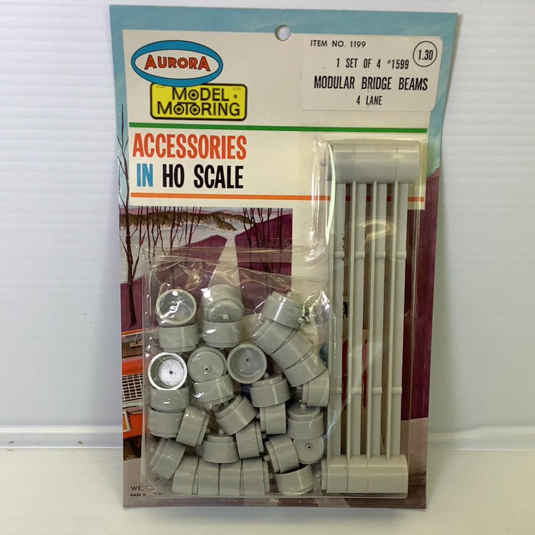Gray plastic modular bridge beams for model railroad display for Aurora Model Motoring 1599