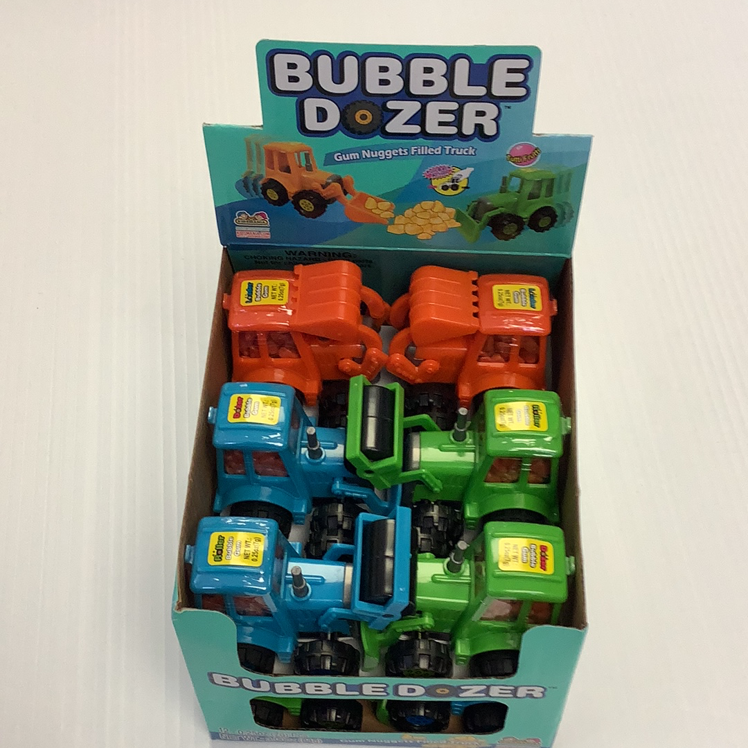 Assortment of colorful, filled toy trucks in a cardboard box for Nassau Candy 33027