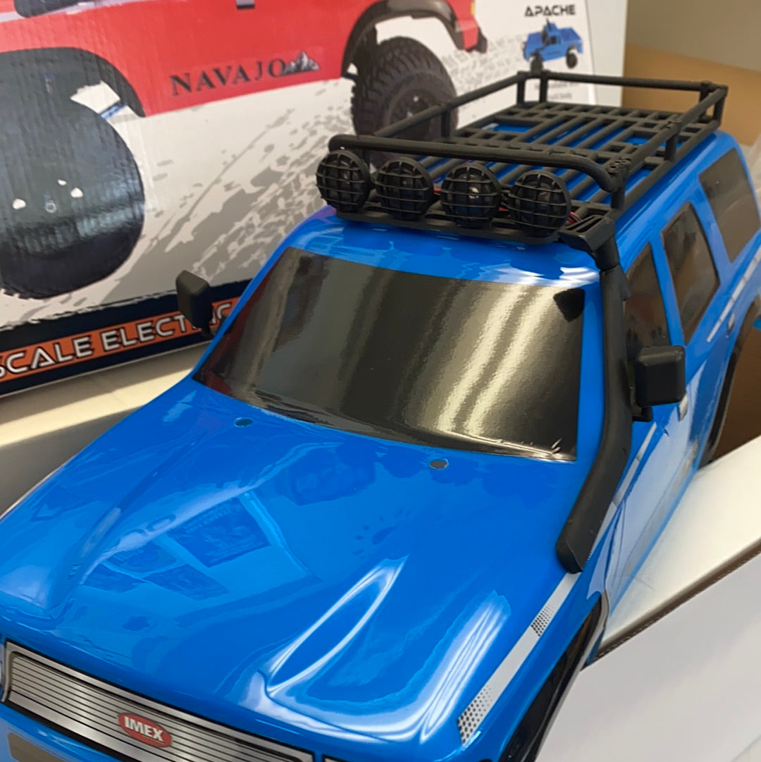Blue scale crawler truck with roof rack, ready for off-road action for IMEX 22020