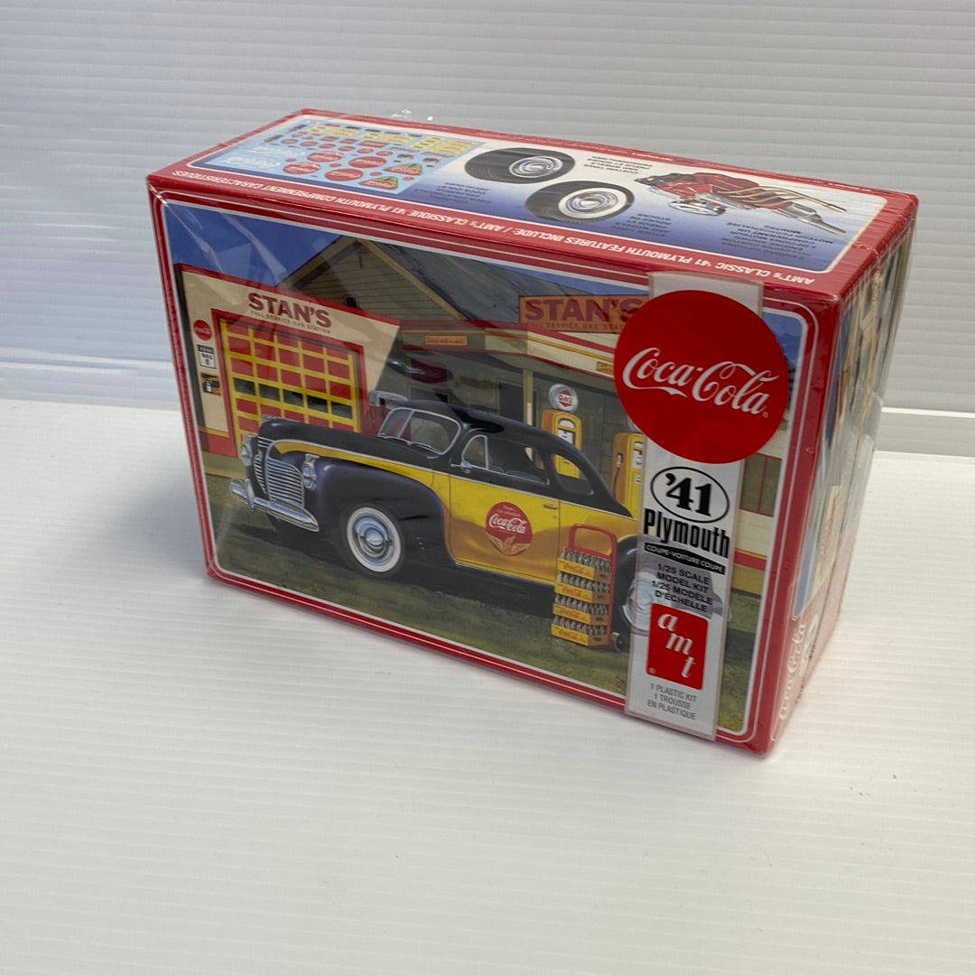 Model kit box for 1941 Plymouth Coupe with Coca-Cola theme for AMT Models AMT1197