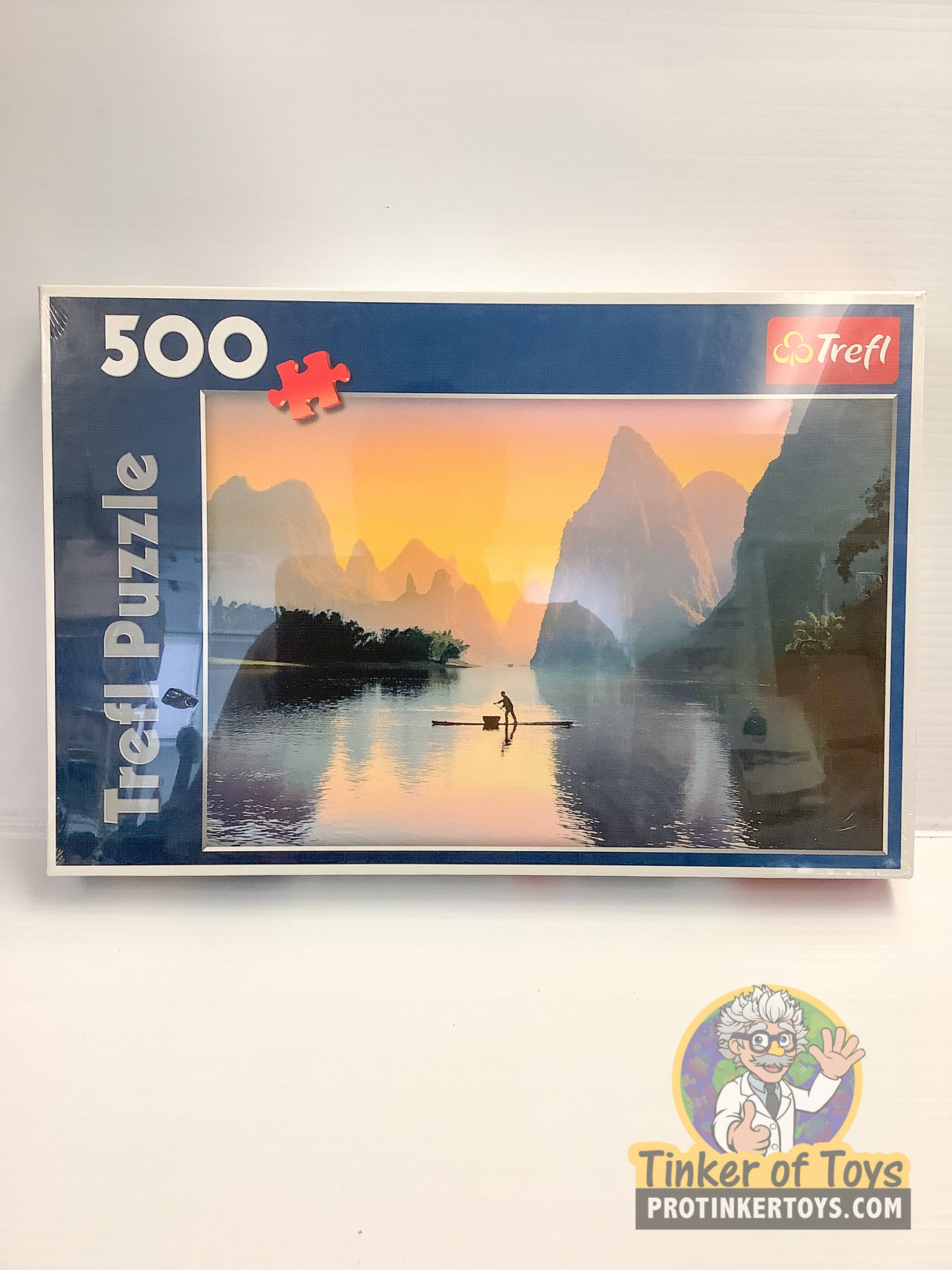 Puzzle box showing a serene river scene in Lijiang, China for Trefl TRF37161