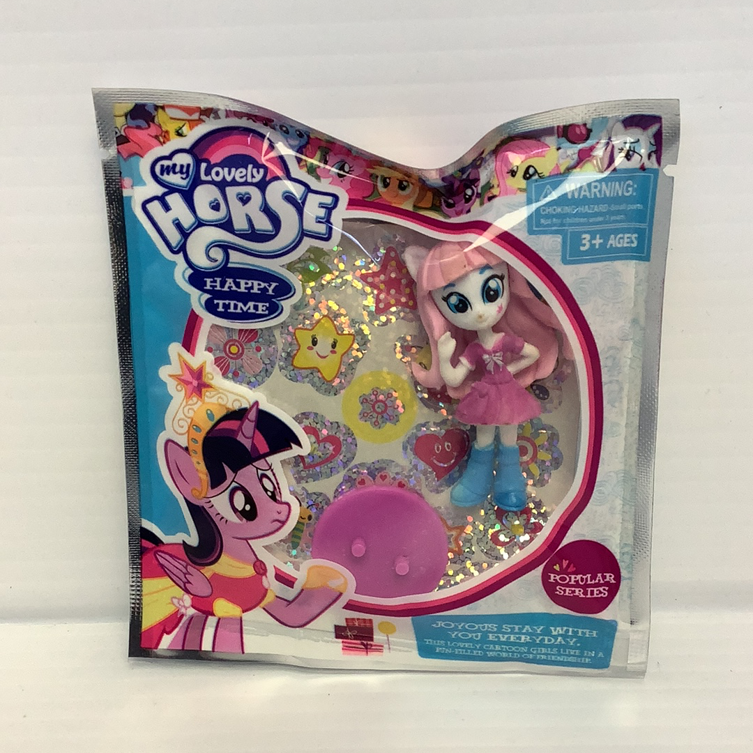Toy packaging featuring cartoon ponies and a doll for young children for BVP 88379