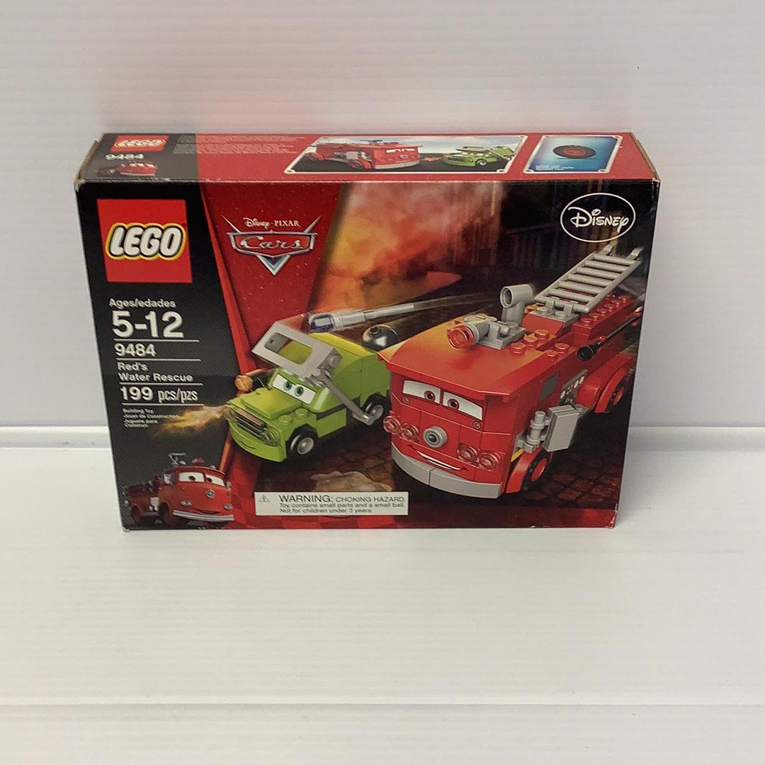 LEGO set box for Red's Water Rescue, featuring two vehicles for 9484