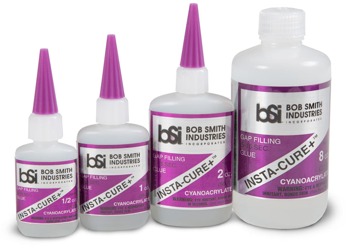 Five bottles of cyanoacrylate glue in various sizes for BSI 106