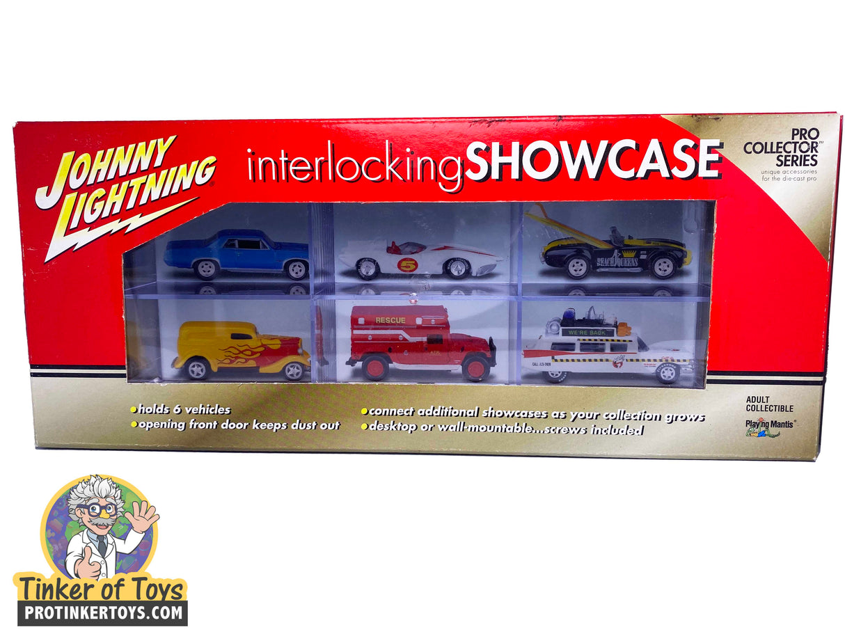 Display case for collectible die-cast cars, holding six vehicles for Johnny Lightning 553-04