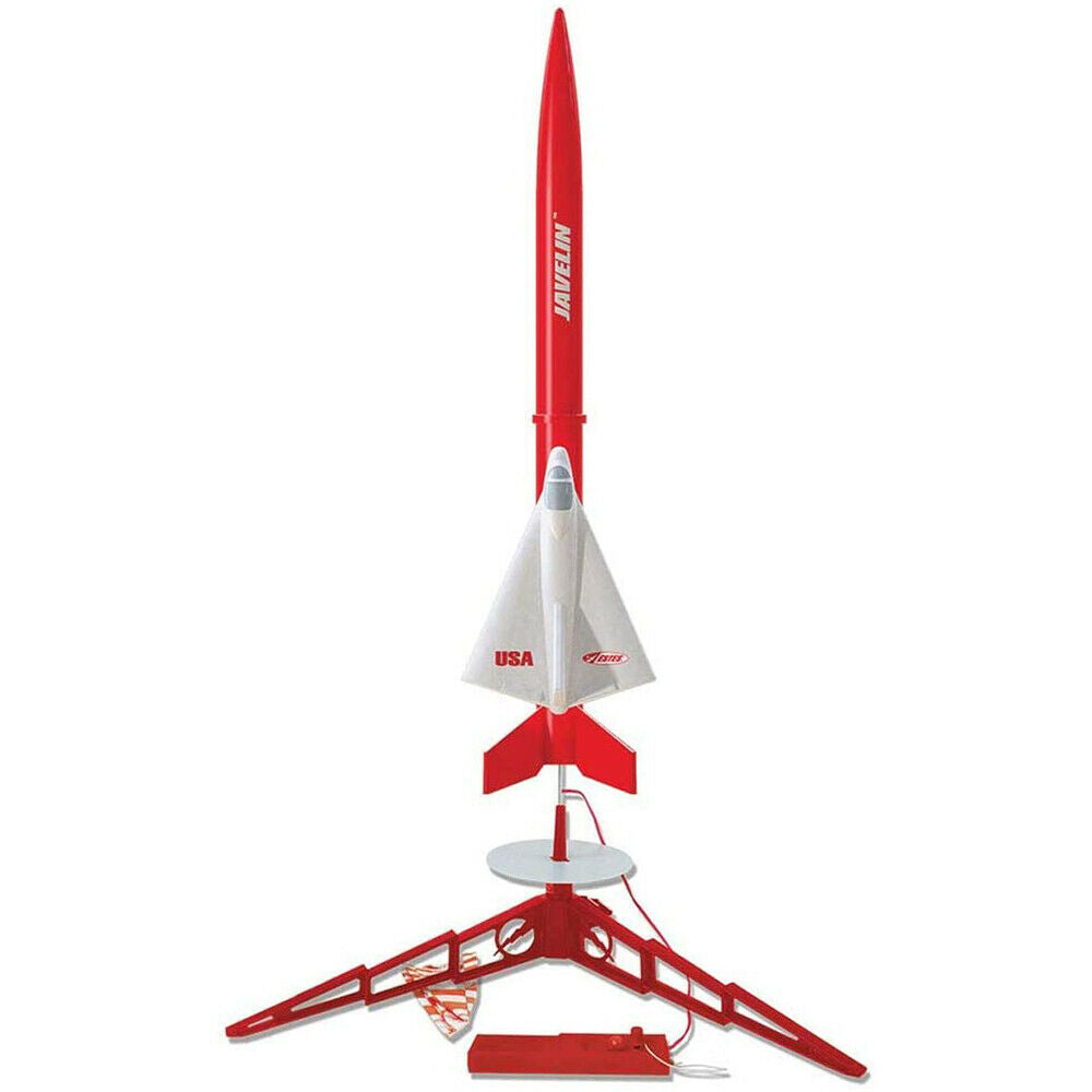 Model rocket set with launcher and red and white rocket for Estes 1436