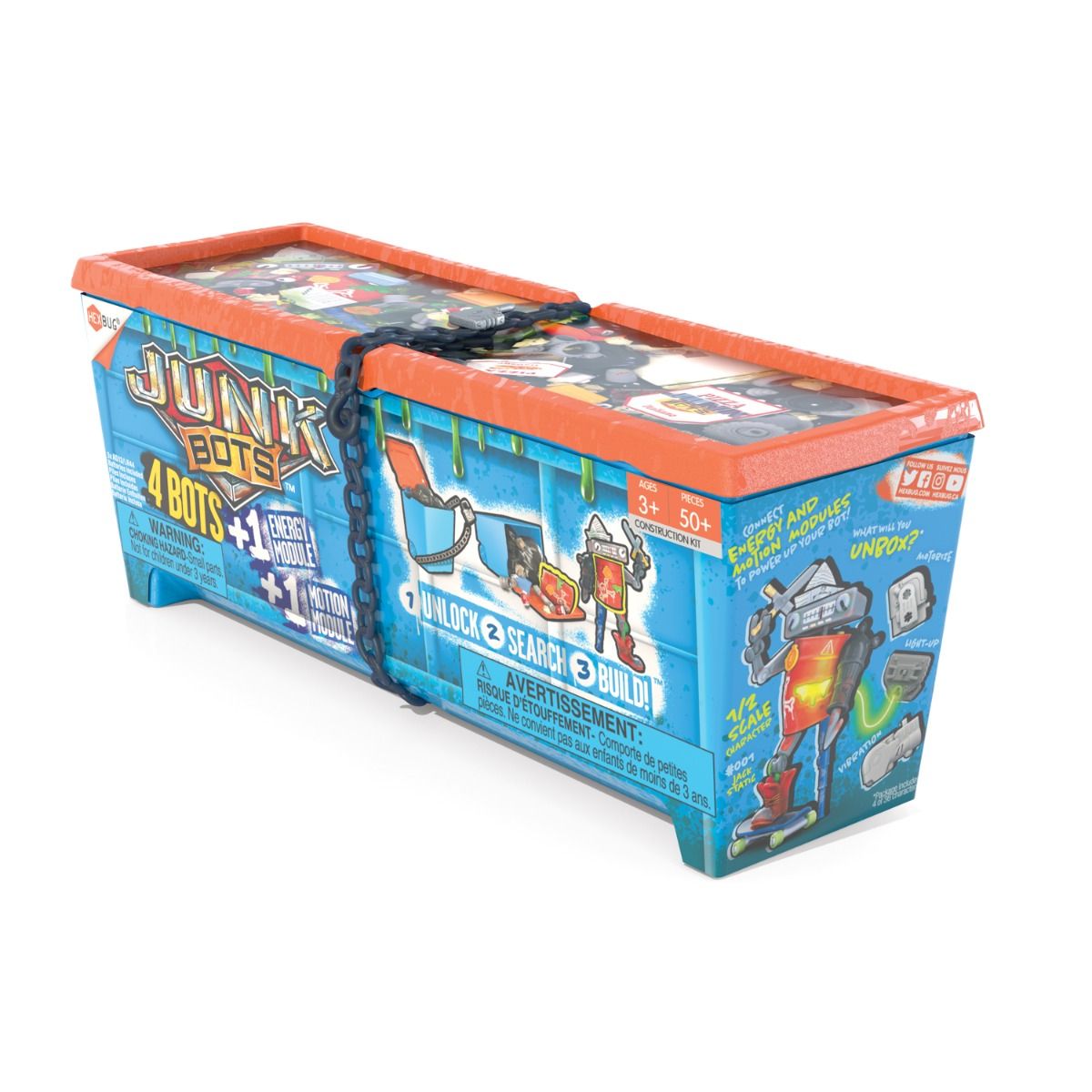 Toy dumpster set for building and searching, featuring various characters for HexBug 430-6843