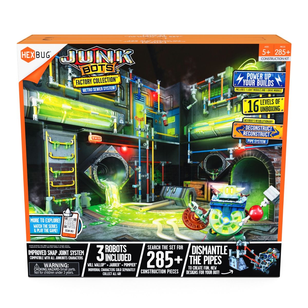 Toy set box showing a large, detailed factory habitat for building and play for HexBug 430-7799