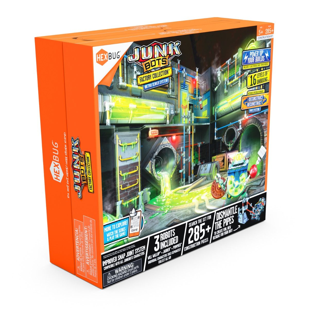 JunkBots Factory Habitat toy set box showing construction pieces for HexBug 430-7799