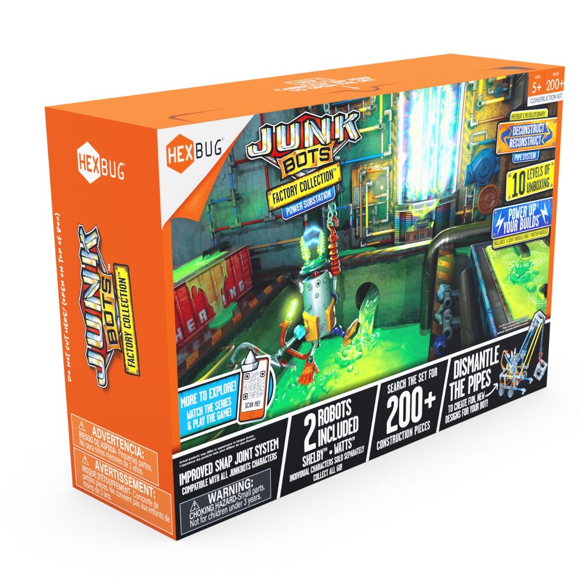 Toy box set for building a power substation habitat with robots and pieces for HexBug 430-7797