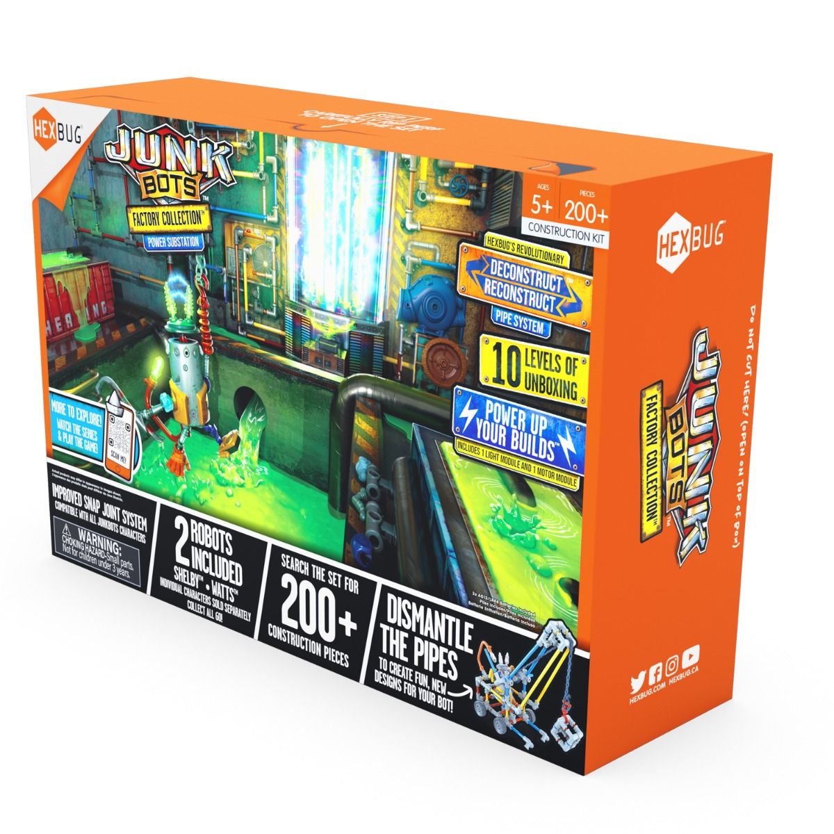 Building toy set box featuring a factory power substation and construction pieces for HexBug 430-7797