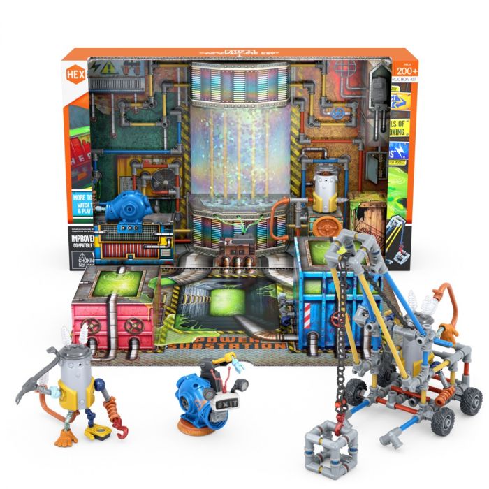 Building set: Power substation diorama with small robot figures for HexBug 430-7797