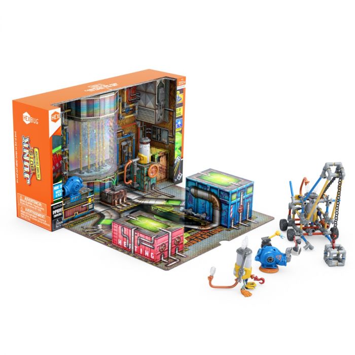 Modular building set: factory habitat, power substation, and robotic figures for HexBug 430-7797