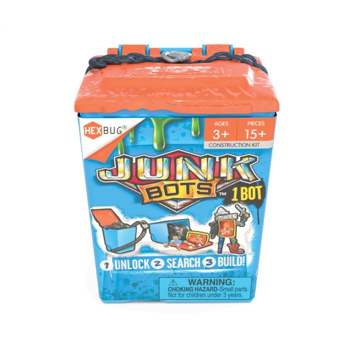 Building kit for assembling JunkBots from assorted recyclable materials for HexBug 430-6841