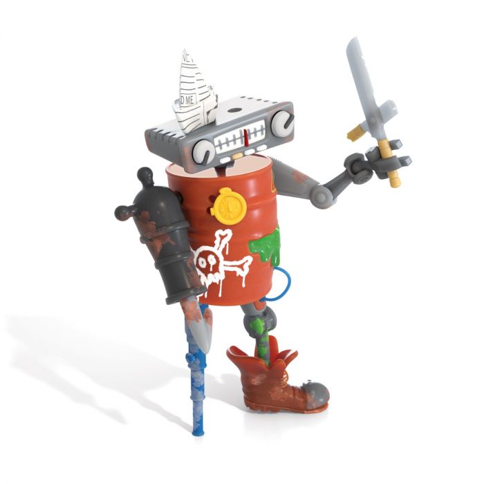 JunkBot figure made from trash, holding a weapon for HexBug 430-6841