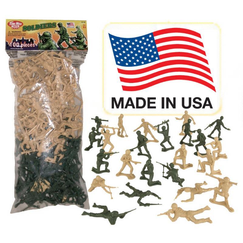 Assortment of plastic army men figures in green and tan colors for Tim Mee 06118