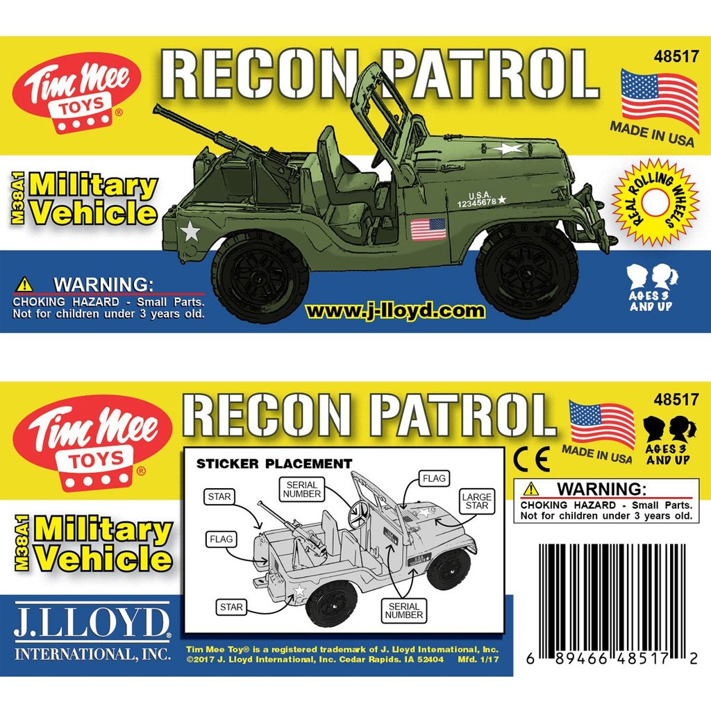 Toy military vehicle, olive green, 4x4 recon patrol toy for Tim Mee 48517
