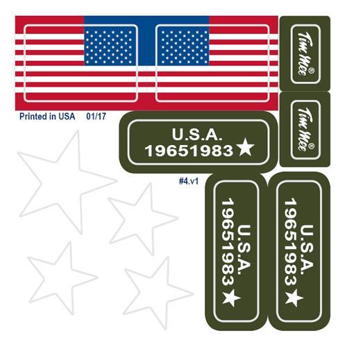 US flag and military stencil markings for vehicle decals for Tim Mee 48517