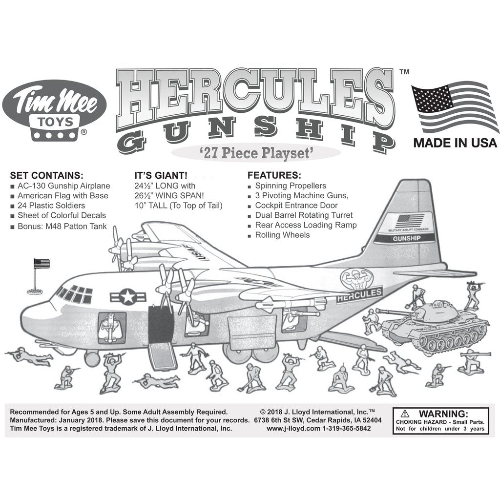 Playset featuring a gunship, soldiers, and accessories for play for Tim Mee 62750